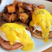 Eggs Benedict · Traditional Eggs Benedict. English muffin, choice of canadian bacon or spinach, 2 poached eg...