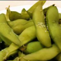 Edamame · Steamed whole soybeans in the pod tossed with sea salt.