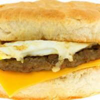 Sausage, Egg, & Cheese Sandwich · Delicious Breakfast sandwich topped with 2 cooked eggs, sausage, and melted cheese. Served o...