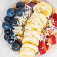 Acai Bowl · Recommended. Includes acai, granola, coconut, honey, bananas, strawberries and blueberries.