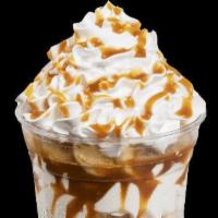 Bananas Foster Sundae Dasher® · Layers of bananas, vanilla ice cream and caramel topped with whipped cream and caramel drizz...