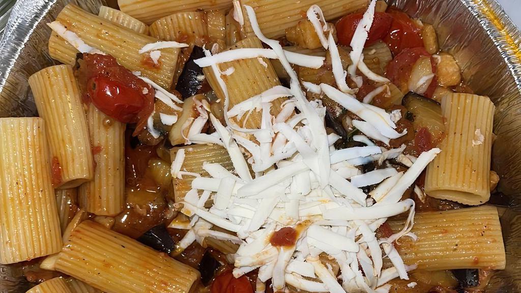 Rigatoni Alla Norma · Eggplant, fresh tomatoes, ricotta salata