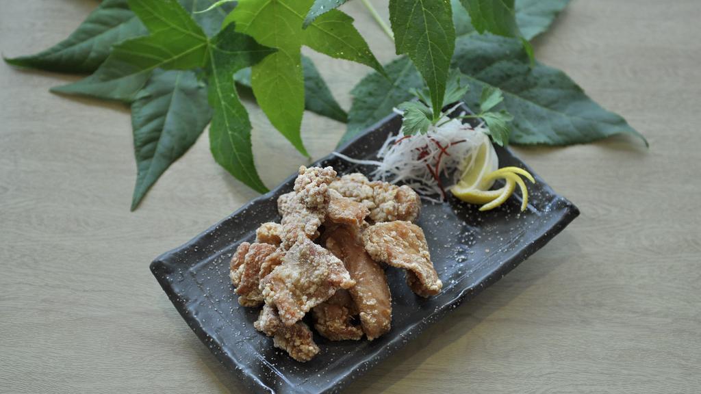 Karaage · Fried marinated chicken thigh and spicy mayonnaise.