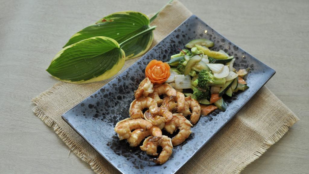 Shrimp Hibachi · Served with white rice, soup or salad.
