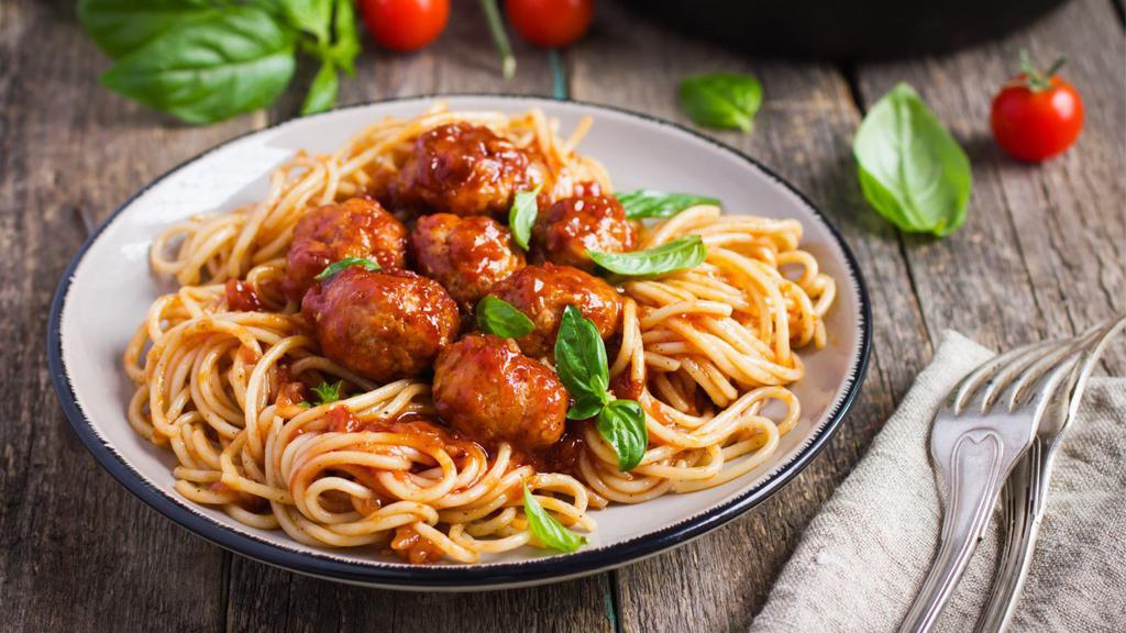 Linguine Meatballs · Savory meatballs, sautéed mushrooms, and parmesan cheese smothered in homemade marinara on a bed of linguine. Choice of spice level and add-ons are available.