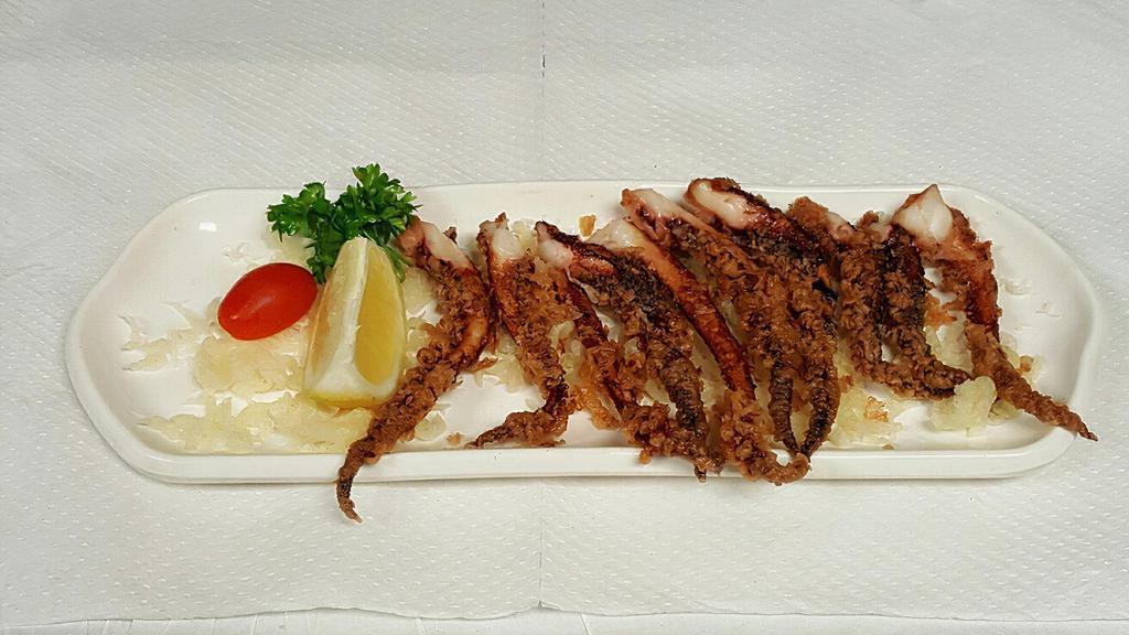 Ika Geso Karaage · Fried squid legs.