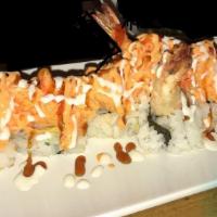 Manhattan Roll · Shrimp tempura and avocado topped with spicy crabmeat.