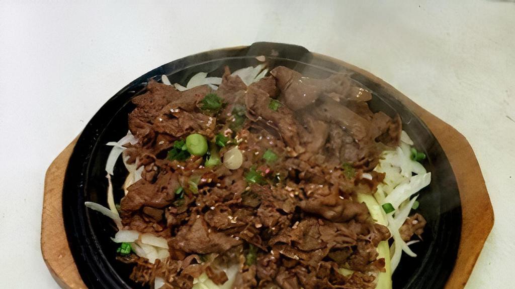 Korean-Style Bulgogi · Beef. Thinly sliced marinated beef with rice and miso soup.