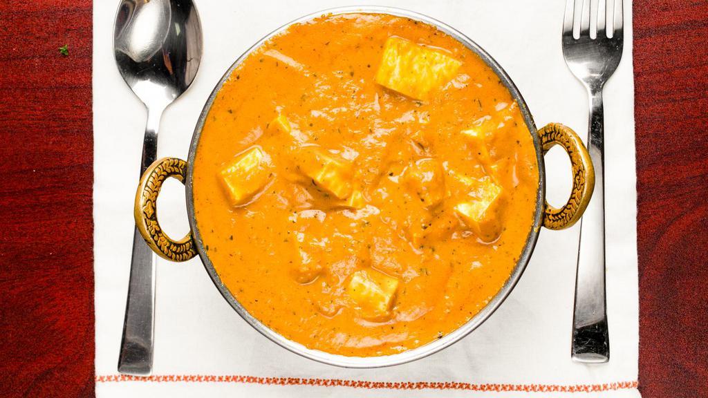 Shahi Paneer · Homemade cheese, cashew nuts, spices, and heavy cream.