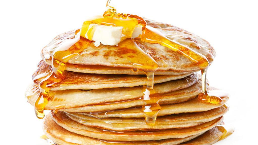 Plain Pancakes (3 Stack) · Fresh fluffy battered 3 stack of pancakes.