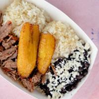 Pabellon Bowls · White rice, black beans queso fresco or plant-based cheese, fried sweet plantains.