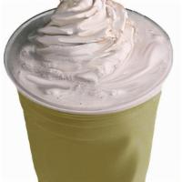 Matcha Blended Ice Coffee · Made with vegan soy cream. 
Coffee mix contains dairy.