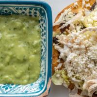 3 Tostadas · Chicken with lettuce, beans, cheese, Mexican cream