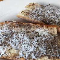 Mushroom Toast · puréed mushroom & shallots & pecorino on toasted baguette