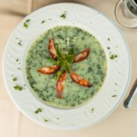Caldo Verde · Kale soup with potatoes and Portuguese Sausage
