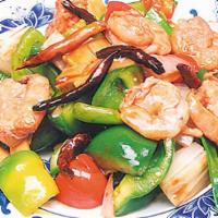 Shrimp Szechuan Style · Spicy. Served with rice.