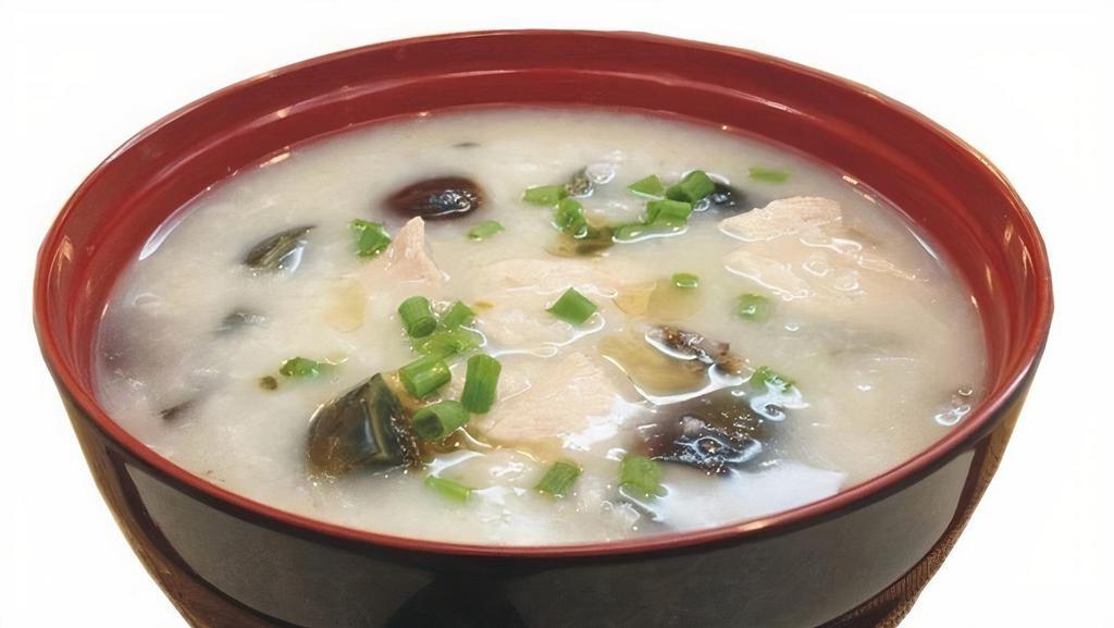 Pork With Preserved Egg Rice Congee / 皮蛋瘦肉粥 · Rice porridge.