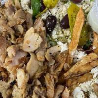 Chicken Gyro Meat With French Fries · 