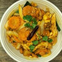 Cashew Nut · Mild. Stir-fried cashew nuts, pineapples, onion, scallion carrot with home made sweet-chili ...