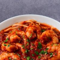 Shrimp Fra Diavolo · Spicy marinara sauce.