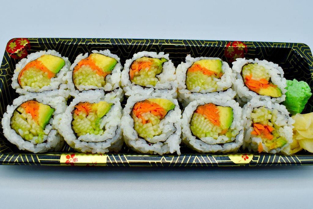 Veggie Roll · Avocado, Carrots, and Cucumbers. Fully Cooked