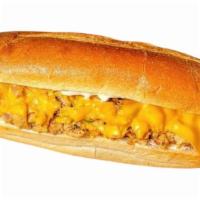 Chicken Cheesesteak · 6oz of chicken grilled with fresh papers and onions topped with American cheese, served on a...
