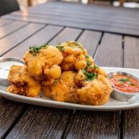Cauliflower Nuggets · Buttermilk Marinated Chicken Fried Cauliflower with Ranch and Buffalo Sauce