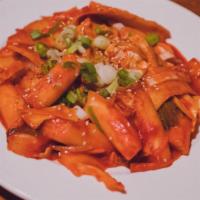 Ttuckpokki 떡볶이 · Chewy Korean rice cakes and vegetables simmered in a sweet and spicy chili sauce. Add odeng ...