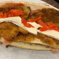 Dsny · Chicken cutlet, fried eggplant, imported prosciutto, fresh mozzarella, roasted peppers, bals...