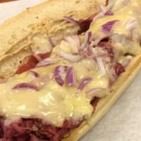The Down Town · Hot pastrami, Swiss, mustard, and onions.