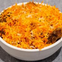 Chicken, Lamb, Or Goat Biryani · Chicken, lamb, or goat cooked with basmati rice and mild spices.