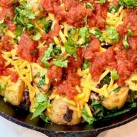 Skillet Hash · impossible sausage | black beans | peppers and onion | cheez | salsa