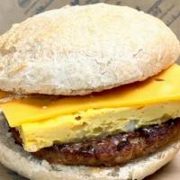 Breakfast Sandwich · impossible sausage or bakon | just egg or avo | cheez