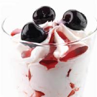 Gelato Coppa Spagnola · Vanilla gelato and Amarena cherry sauce swirled together, topped with Amarena cherries.