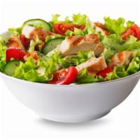 Mediterranean Salad  · Grilled chicken, roasted peppers, black olives, mixed greens, tomatoes, and mozzarella cheese.