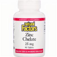Natural Factors, Zinc Chelate 25 Mg, 90 Tablets · Zinc is a trace mineral that is found virtually every cell of the body and is component in o...