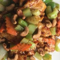 Chicken With Cashew Nuts · Served with white rice or brown rice.