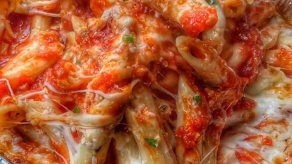 Baked Ziti · Penne pasta baked with our ziti sauce, ricotta, parmesan cheese and topped with mozzarella