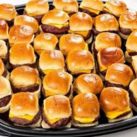 Cheeseburger Sliders (Small) · Burgers pressed on the grill and topped with American cheese on a delicious brioche roll wit...