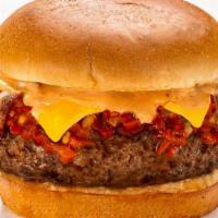 Arooga'S Burger · American cheese, applewood smoked bacon, cherry pepper relish, burger sauce
