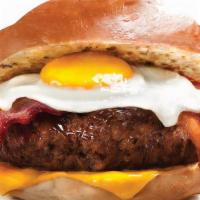 Brunch Burger · ** Gluten Free Option Available **. Cage-free egg, American cheese, applewood smoked bacon, ...