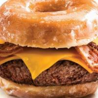 Donut Burger · Glazed donut, American cheese, applewood smoked bacon