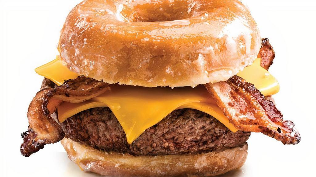 Donut Burger · Glazed donut, American cheese, applewood smoked bacon