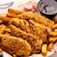 Chicken Fingers · Crispy fingers, fries, house slaw, Arooga's BBQ sauce or honey mustard