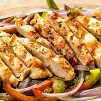 Sizzling Fajitas - Pick 1 · Your choice of 1 protein: No antibiotic ever chicken, carnitas, and/or grilled shrimp, green...