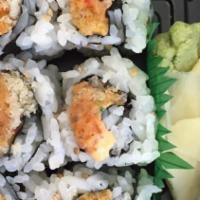 Spicy Salmon Roll With Crunch · Spicy. Raw.
