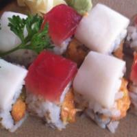 Spicy Scallop Roll · Spicy. Raw.