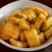 蒜茸黃瓜 Spicy Crispy Cucumber · Spice level 7/10. COLD fresh cucumbers tossed in a sweet garlic chili sauce. GF V
