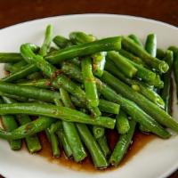 薑汁四季豆 Ginger Sour String Beans · Not spicy. COLD string beans in a sour ginger soy sauce. V