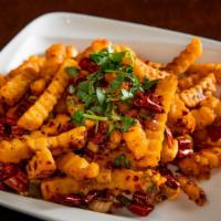 孜然薯條 Cumin Fries · Spice level 3/10. Crinkle fries seasoned with ground cumin and dry chili peppers. Served wit...